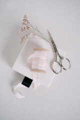 Natural Sewing kit with ribbon and dried flowers