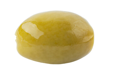 Pitted canned olives isolated on white background. File contains clipping path.