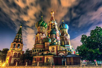 Fototapeta na wymiar Long exposure of Saint Basil's Cathedral in Red Square - Moscow, Russian Federation