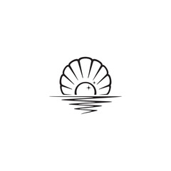 Clamshell and Ocean logo or icon design