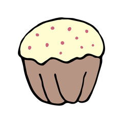 Cupcake in doodle style isolated on white