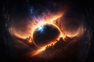 Naklejka na ściany i meble illustration de pulsar dans l'espace, énergie cosmique dans l'univers