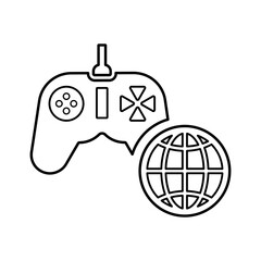 Joystick, international games outline icon. Line art vector.