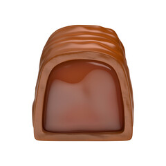 Milk chocolate candy with caramel filling inside