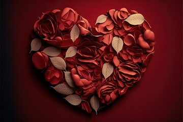 Heart shape made with petals, Valentines day