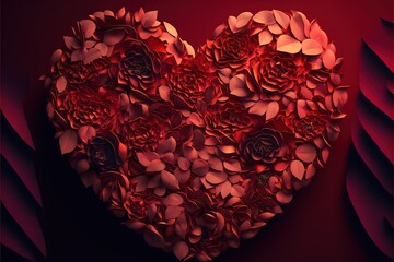 Heart shape made with petals, Valentines day