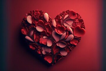 Heart shape made with petals, Valentines day