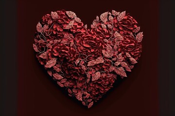 Heart shape made with petals, Valentines day