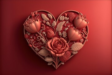 Heart shape made with roses, Valentines day