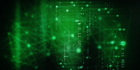 2d illustration abstract digital binary data on computer screen