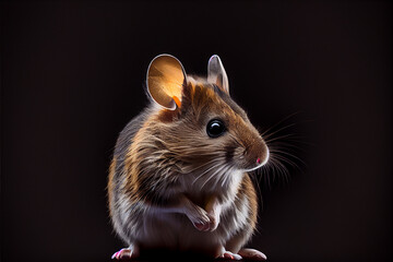 portrait of a mouse on a black background. generative ai