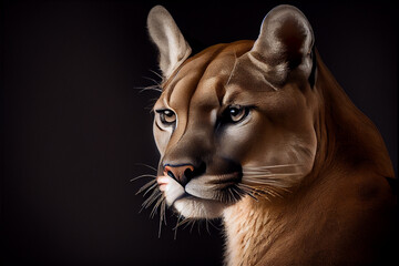 Obraz premium portrait of a puma on a black background. generative ai