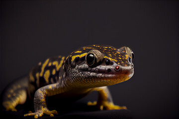 portrait of a salamander on a black background. generative ai
