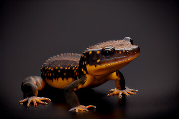 Obraz premium portrait of a salamander on a black background. generative ai