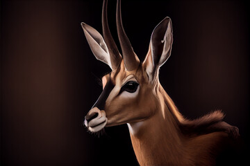 portrait of a antilope on a black background. generative ai