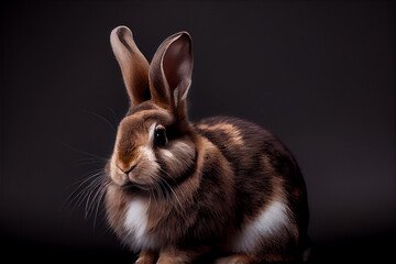 Fototapeta na wymiar portrait of a bunny on a black background. generative ai