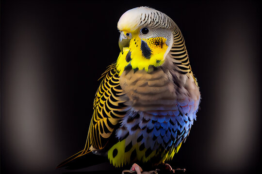 Budgerigars artificially birds artificial parakeets blue yellow pair in  pairs wallpaper strips roved indoors text-space concept Stock Photo - Alamy