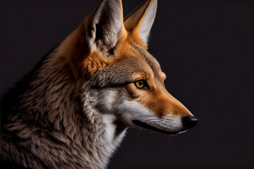 Obraz premium portrait of a coyote on a black background. generative ai
