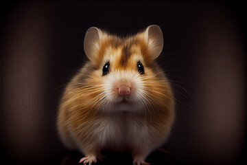 portrait of a hamster on a black background. generative ai