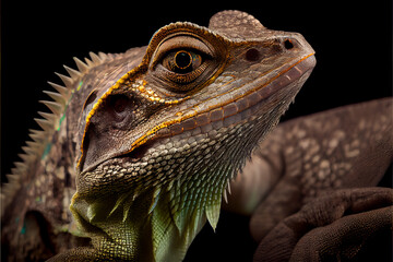 portrait of a leguan on a black background. generative ai