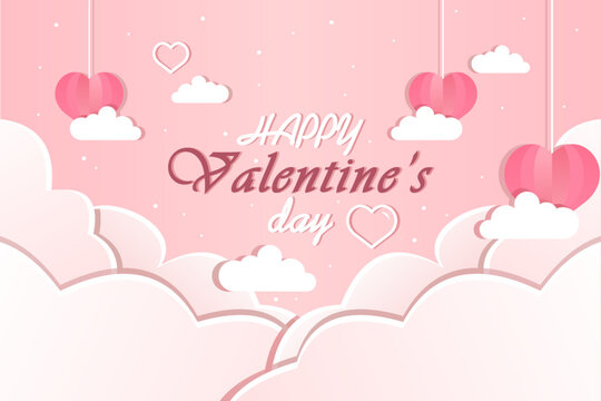 Happy Valentine's Day Social Media Banner design template in Paper Style.