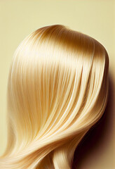 Naklejka premium Perfekte, gesunde und glänzende blonde Haare im Fokus eines Portraits. Perfekt für Friseur- Haarfarbe- und Shampoo- werbung. -Generative Ai