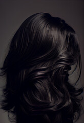 Perfekte, gesunde und gl&auml;nzende Haare im Fokus eines Portraits. Perfekt f&uuml;r Friseur- Haarfarbe- und Shampoo- werbung. -Generative Ai
