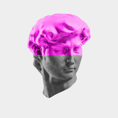 Apollo head cyberpunk synth retro vapor wave background concept. Cyberpunk background. 