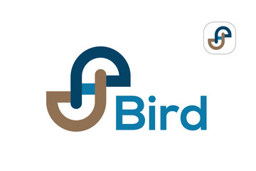 Premium Letter SH Bird Logo Template