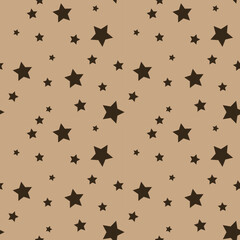 Fototapeta premium Seamsless pattern vector illustration. Brown stars on beige background