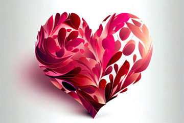 Surprising Pretty Pink and Red heart illustration with isolated background