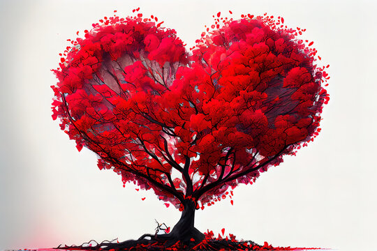 Surprising Red love tree heart shaped
