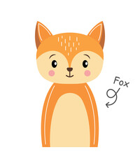 Fox . Cartoon character . Vector .