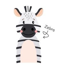 Fototapeta na wymiar Zebra . Cartoon character . Vector .