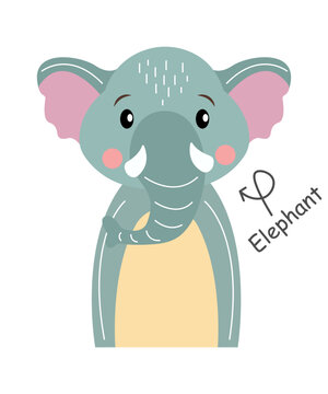 Elephant . Cartoon character . Vector .