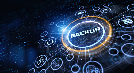 Data backup information protection cyber security concept on virtual screen. - obrazy, fototapety, plakaty