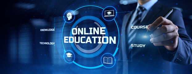 Online education internet learning e-learning concept on digital interface.