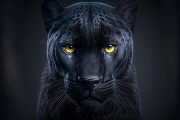 Black panther portrait. Generative AI - obrazy, fototapety, plakaty
