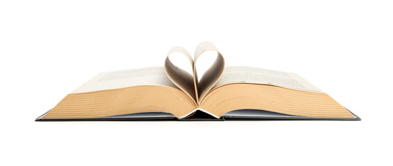 Open book on a white background.