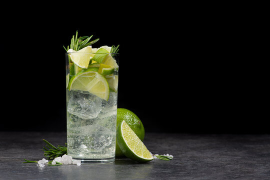 Fresh lime cocktail lemonade with rosemary