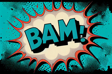 Pop-Art Sprechblase im Retro-Comic-Stil  mit dem Wort BAM in Comicsprache - Generative Ai