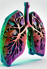 3D lungs shape on white background 