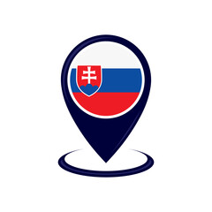 Location icon with Slovakia flag isolated. Slovakia flag and map pointer icon. vector illustration