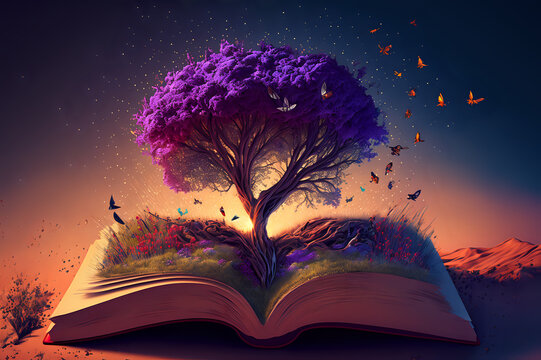 book with tree and sun