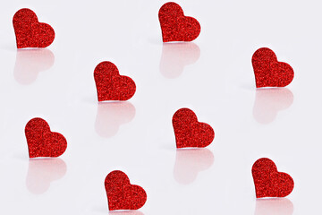 Red hearts festive background. Happy valentines