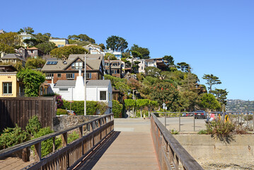 Urban view. Picturesque  Old Town Sausalito in California. USA