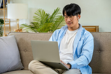 Happy cheerful businessman in home office.