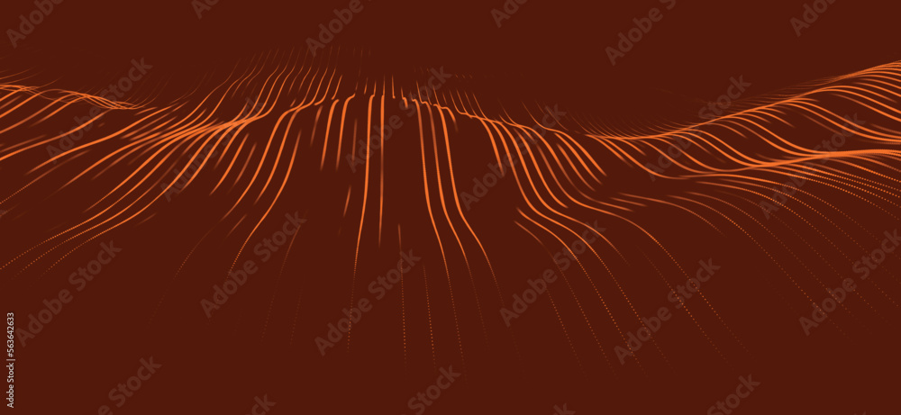 Poster abstract digital particle wave. futuristic dotted wave. technology background vector. vector illustr