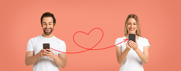 Romantic Man With Smartphone Sending Love Message To His Girlfriend