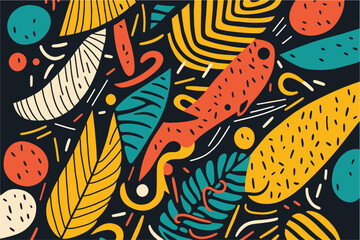 Vector hand drawn flat design abstract doodle pattern